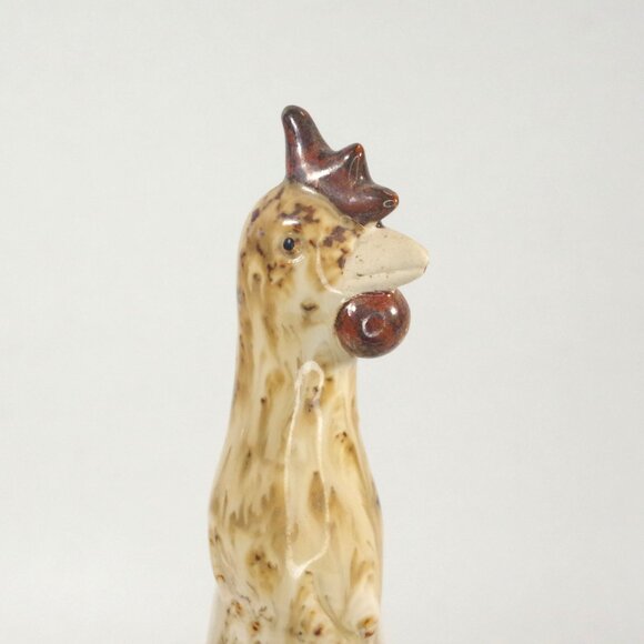 Quirky Art Pottery Chicken Figurine, Ceramic Long Neck Rooster Hen Bird Figurine - Picture 5 of 7